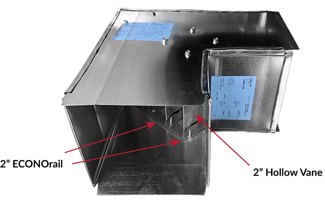 Square 90 Degree Elbow w/ Vanes - Galvanized