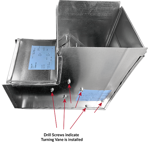 Square 90 Degree Elbow w/ Vanes - Galvanized