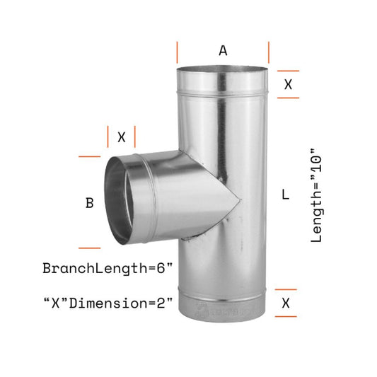 Round Tee Fitting for Round & Spiral Duct - Custom Design Ref: 9JNKNNS