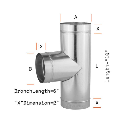 Round Tee Fitting for Round & Spiral Duct - Custom Design Ref: RHYWILJ
